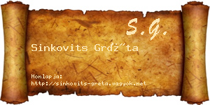 Sinkovits Gréta névjegykártya